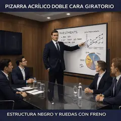 GENERICO - PIZARRA ACRÍLICA GIRATORIO DOBLE CARA MOVIBLE RUEDAS CON FRENO SOPORTE DE ESTRUCTURA