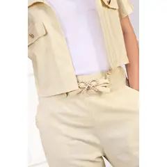 KIDS MASHMELO - Set de Chaqueta Crop y Pantalón de Pretina Alta para niñas