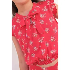 KIDS MASHMELO - Set de blusa con mangas tipo alitas y pantalón con pinzas para niñas