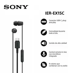 SONY - Audífonos In Ear IER-EX15C Micrófono Conectividad Usb-C Negro