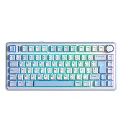 AULA - Teclado F75 RGB Inalámbrico Español WhiteCyan Reaper Switch