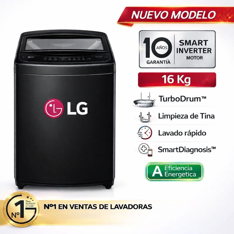 LAVADORA 16 KG WT16BVTB TURBODRUM CARGA SUPERIOR NEGRO