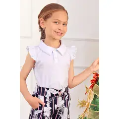 KIDS MASHMELO - Polo en algodón Pima sin mangas con botones en cuello para niña