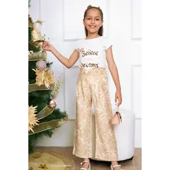 KIDS MASHMELO - Pantalón estampado con lazo y volantes en pretina para niñas