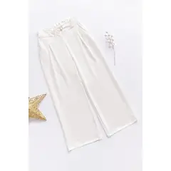 KIDS MASHMELO - Pantalón con cortes en pretina volantes y hebilla para niñas