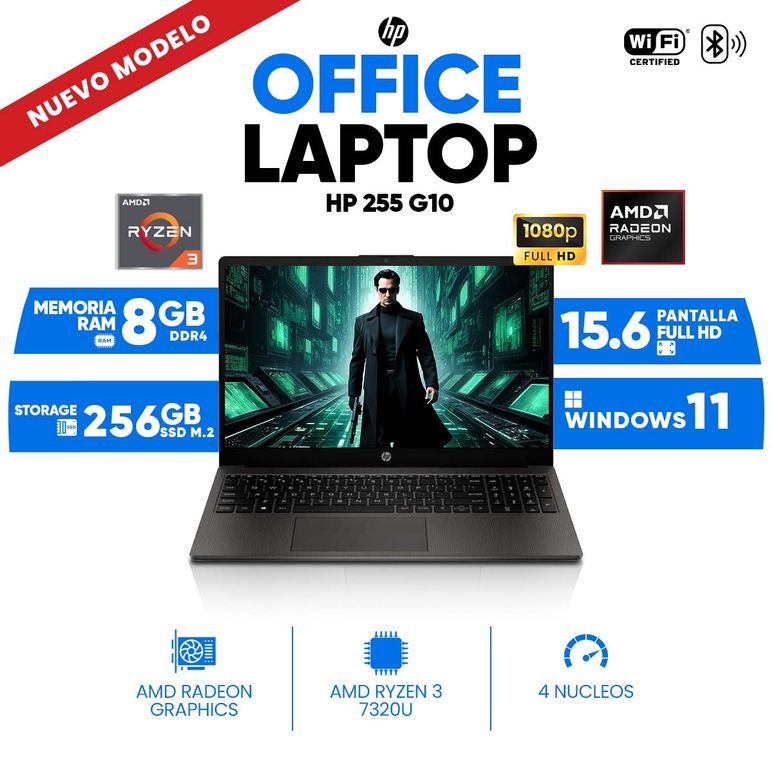 Notebook 255 G10, AMD Ryzen 3 7320U, 8GB DDR4, 256GB SSD, 15.6 HD SVA