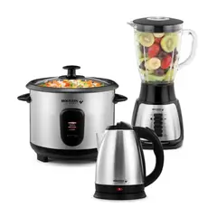 HOLSTEIN HOUSEWARES - Tricombo Holstein Licuadora + Olla Arrocera + Hervidor Eléctrico