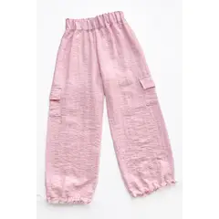 KIDS MASHMELO - Pantalón con pretina elasticada bolsillos cargo y reguladores en basta para niñas
