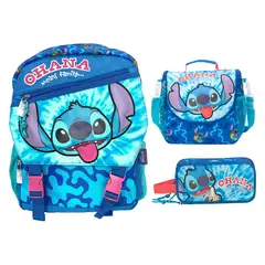 DISNEY CLASICOS - Set Mochila Lonchera Cartuchera Lilo y Stitch escolar Colección A
