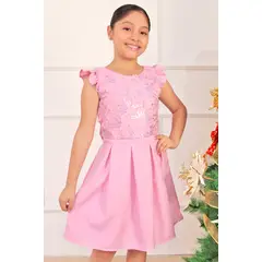 KIDS MASHMELO - Vestido con Tull de Lentejuelas y Faldón de Tableros para niñas