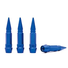 GENERICO - Juego Tapa De Pitón Para Llanta De Alumionio Punta Mediana Azul 4Pcs
