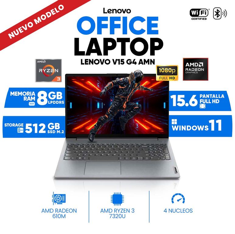 Notebook V15 G4 AMN, AMD Ryzen 3 7320U, 8GB LPDDR5, 512GB SSD, 15.6 FHD TN