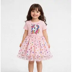 GENERICO - Vestido Niña Rosado Unicornio Talla 4
