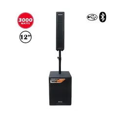 BATBLACK - Kit Parlante Activo 12″ con Parlante Pasivo 4″ 3000W BT-1203SUB1-1