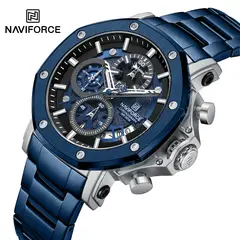 NAVIFORCE - Reloj de Hombres deportivo 8065 Azul Plateado