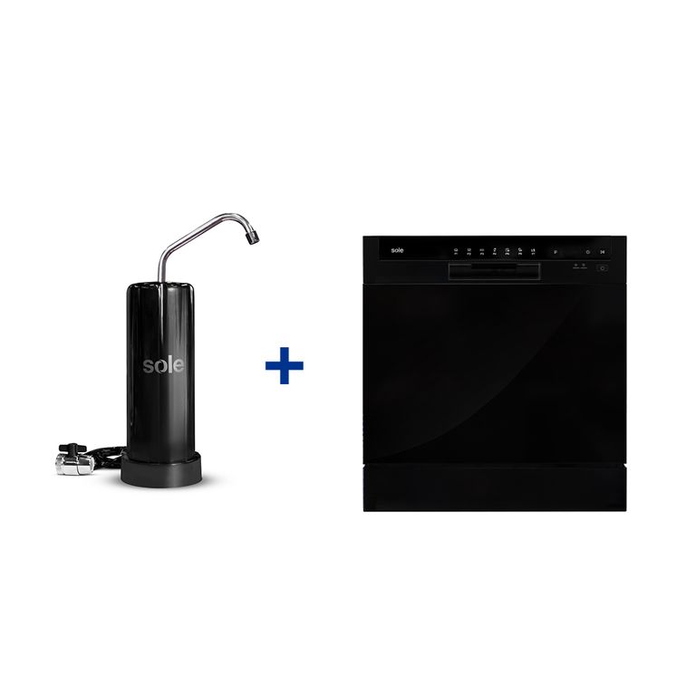 Combo Lavavajillas 8 Sets + Purificador Prime 5 Años Negro