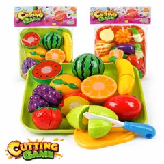 GENERICO - Juego de comidas - Frutas y verduras con Bandeja - 16pcs