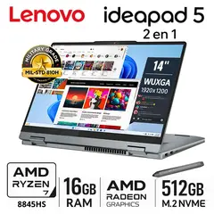 LENOVO - Laptop Ideapad 5 2 en 1 14AHP9 AMD Ryzen 7 8845HS 16GB RAM 512GB SSD 14" WUXGA (83DR007QLM)