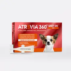 ATREVIA - ANTIPULGAS PARA PERROS 360 SPOT ON MINI 2.25 a 4.5 KG X 5 PIPETAS