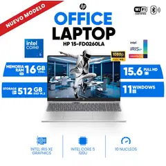 HP - LaptopHP 15-fd0260la, Intel Core 5 120U, 16GB DDR4, 512 GB SSD M.2, 15.6 FULL HD