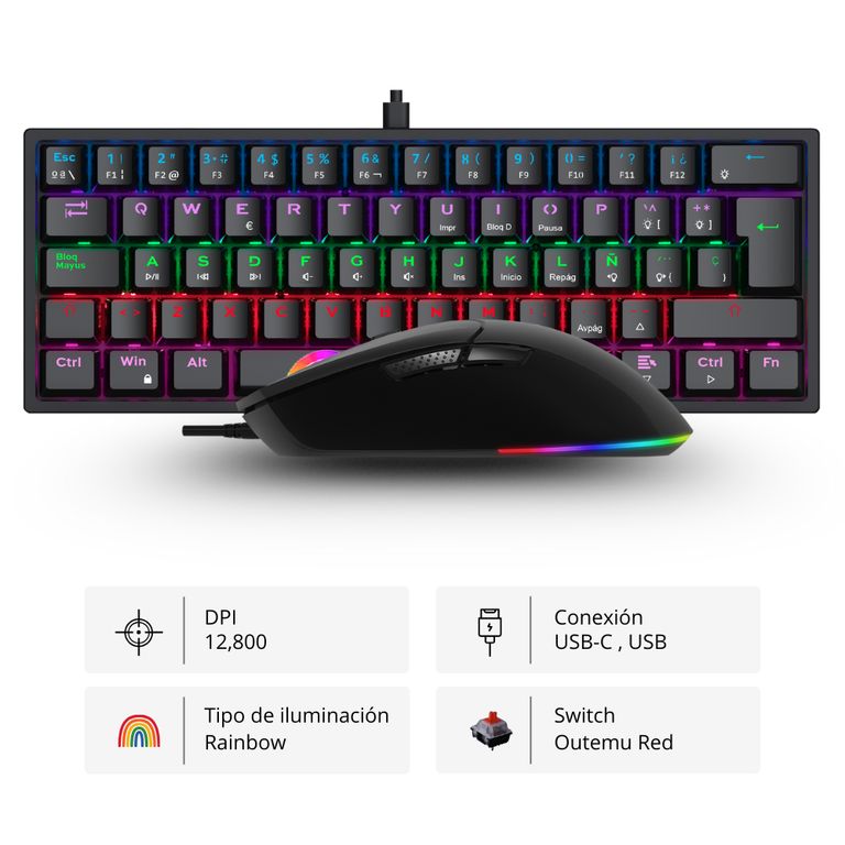 Combo Gamer Teclado + Mouse Vrifrozt Berserker Negro