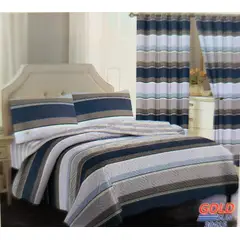 GOLDSUN - CUBRECAMA 7 PIEZA TELA CON TELA DE VERANO CON CORTINA 2 PLAZAS PREMIUN