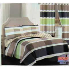 GOLDSUN - CUBRECAMA 7 PIEZA TELA CON TELA DE VERANO CON CORTINA 2 PLAZAS PREMIUN