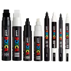 POSCA - Set Marcadores 4 Puntas x 8 Black & White