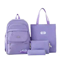 DANWEILE - Mochila impermeable de gran capacidad para mujer 4 piezas-Morado