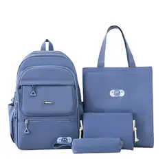 DANWEILE - Mochila impermeable de gran capacidad para mujer 4 piezas-Azul