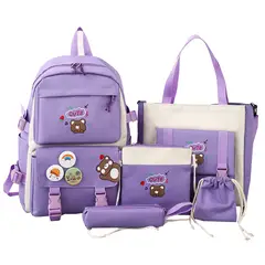 DANWEILE - Mochila impermeable de gran capacidad para mujer 5 piezas-Morado