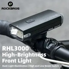 Rockbros - Luz delantera para bicicleta de 3000 Lúmenes