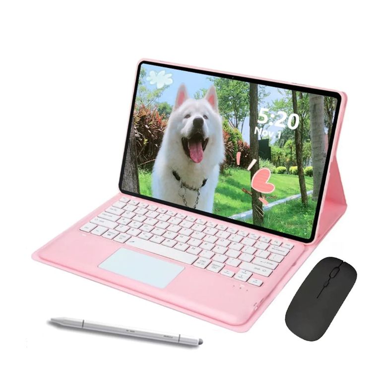 Tablet M11 K10 8GB+128GB WiFi y y Ratón inalámbrico Bluetooth &Teclado-Rosa+bp16
