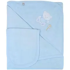 GENERICO - Toalla de Ducha con Capucha Celeste para Bebé
