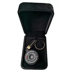 GENERICO - Llavero Racing - Llanta Hankook de Caucho y Aro Metal + Caja elegante