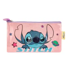 DISNEY CLASICOS - Cartuchera Escolar Aseo Stitch Rosado