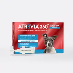ATREVIA - ANTIPULGAS PARA PERROS 360 SPOT ON MEDIUM 9 a 18 KG X 5 PIPETAS