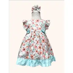 BANNITAS - VESTIDO CASUAL PARA NIÑAS FLOREADO FIORELLA VERDE T36M