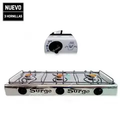 COCINAS SURGE - Cocina de Mesa Surge de 3 Hornillas Acero Inoxidable