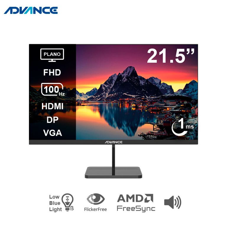 Monitor plano ADV-2152S 215 FHD IPS 100Hz 1ms HDMI DP VGA