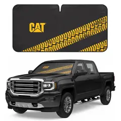 GENERICO - Tapasol Frontal CAT Original Modelo Neumático Negro Con Amarillo