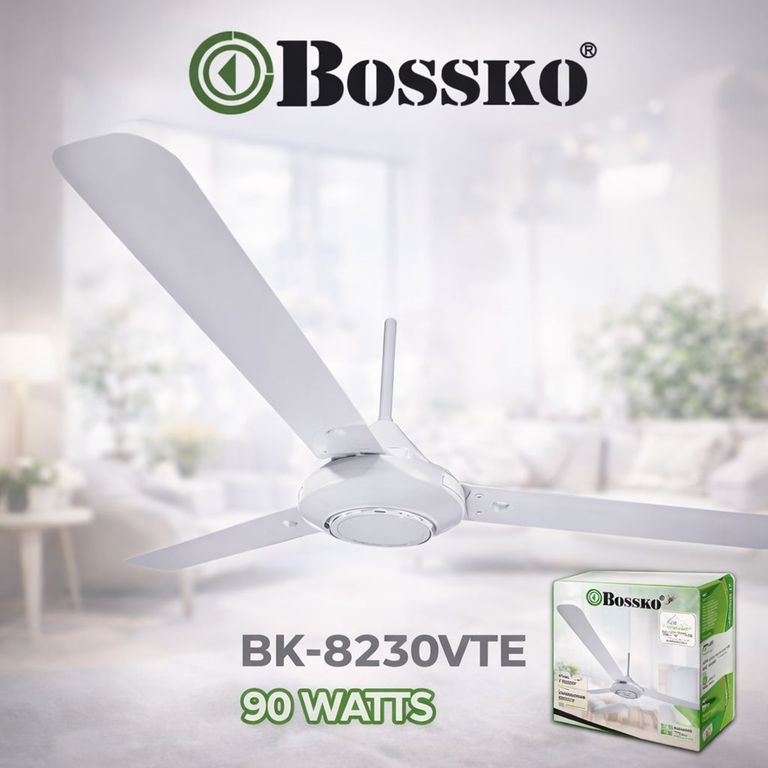 Ventilador de Techo 56” BK-8230VTE Blanco Brisa Silenciosa de Alto Rendimiento 90W