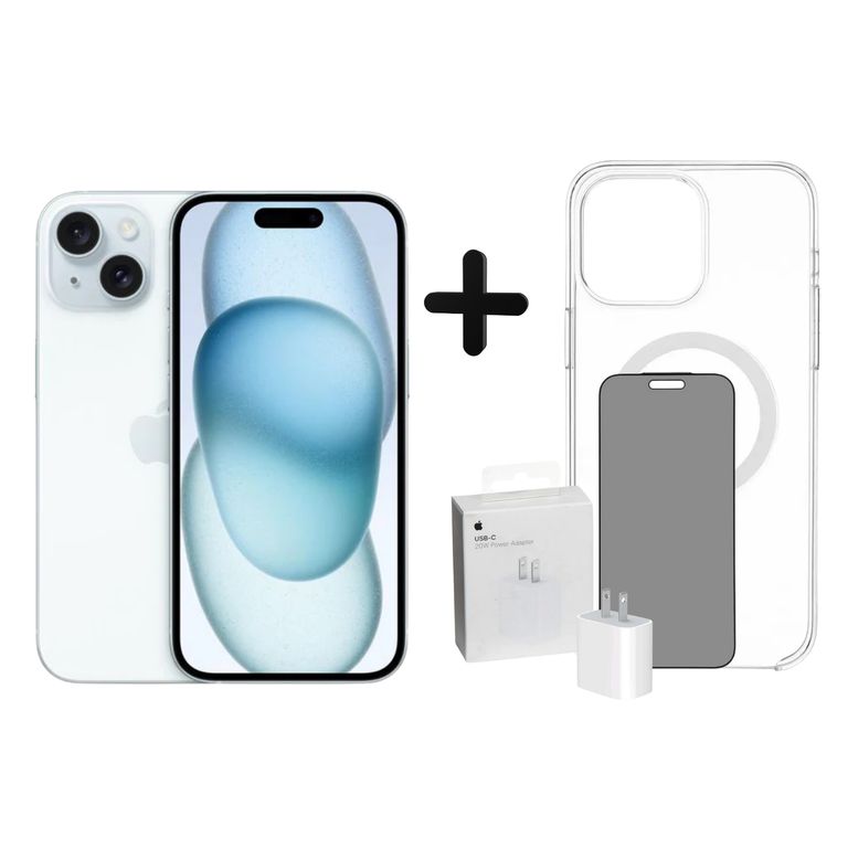 IPHONE 15 128GB - BLUE - CUBO + CASE + MICA