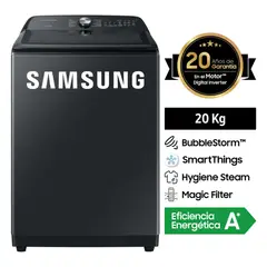 SAMSUNG - Lavadora Acero Inoxidable Smart 20 kg Negro WA20A8377GV/PE