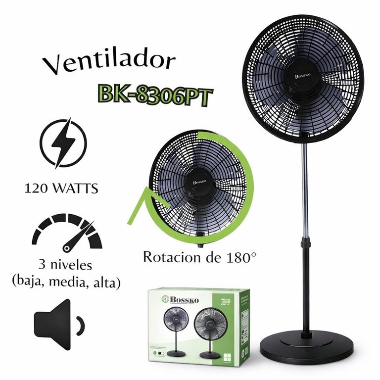 Ventilador de Pedestal BK-8306PT 16” 120W Potencia Silencio y Estilo