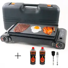 GENERICO - Cocina Parrillera Portátil con Maletin + 2 Gas Butano 2FILL