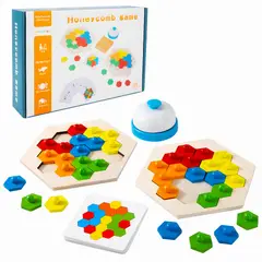 GENERICO - Juego Didáctico Hexagonal de Madera 36 Piezas con Timbre