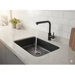 GENERICO - LAVADERO NEGRO DE ACERO INOXIDABLE 57x42CM