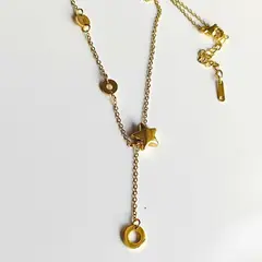 GENERICO - Collar Dorado Cadena Fina con Dije Estrella y Aro Decorativo