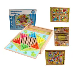 GENERICO - Juego de Mesa de Madera Multifuncional Damas Chinas Ludo y Escaleras